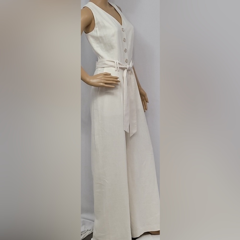 8p Ivory linen jumpsuit